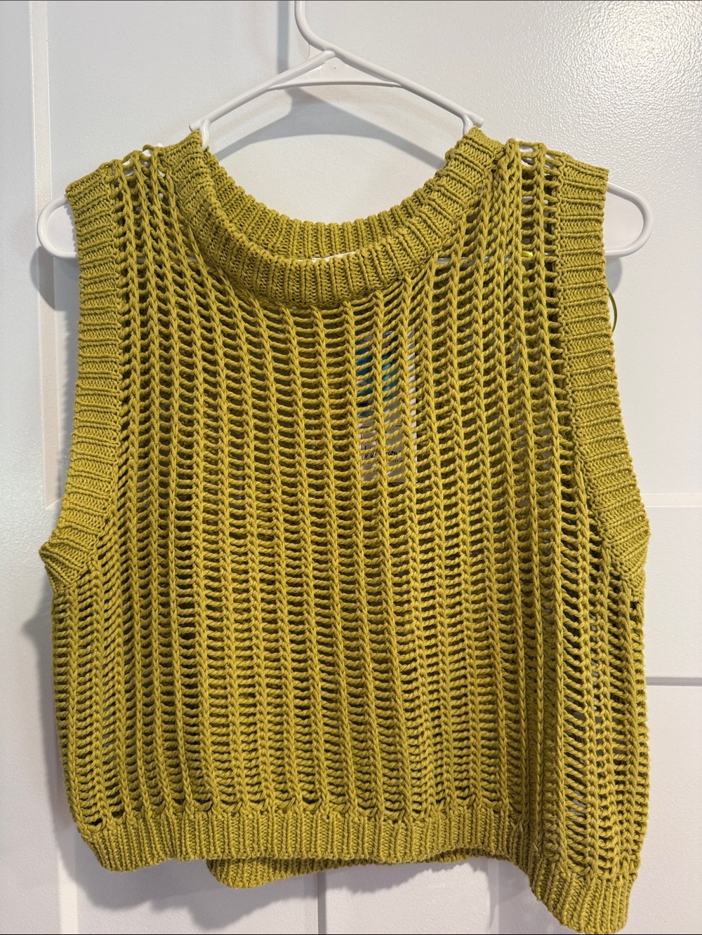 Wildflowers Open-Knit Sleeveless Tank in Olive